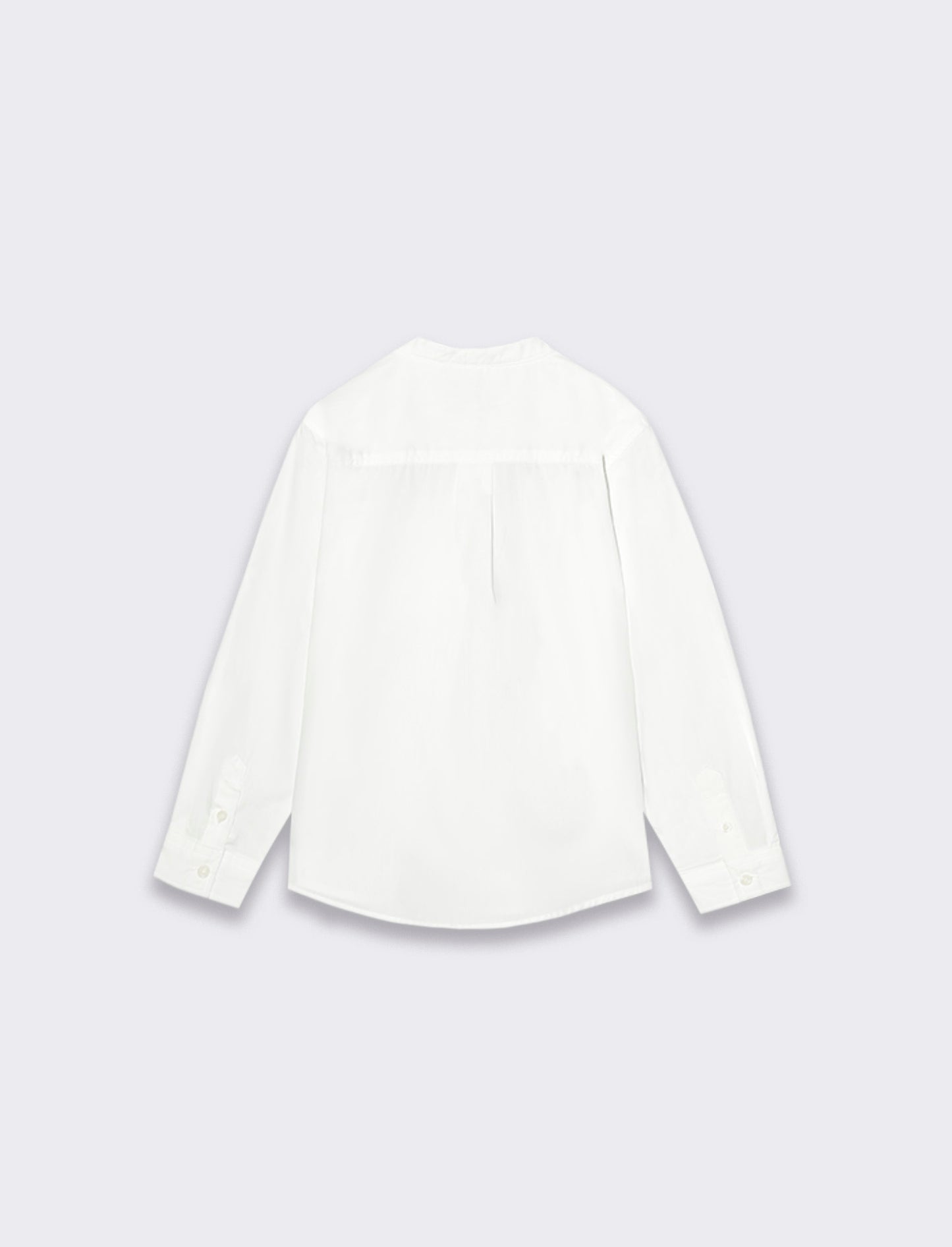 Korean Style Cotton Shirt with Pocket and Embroidery - White