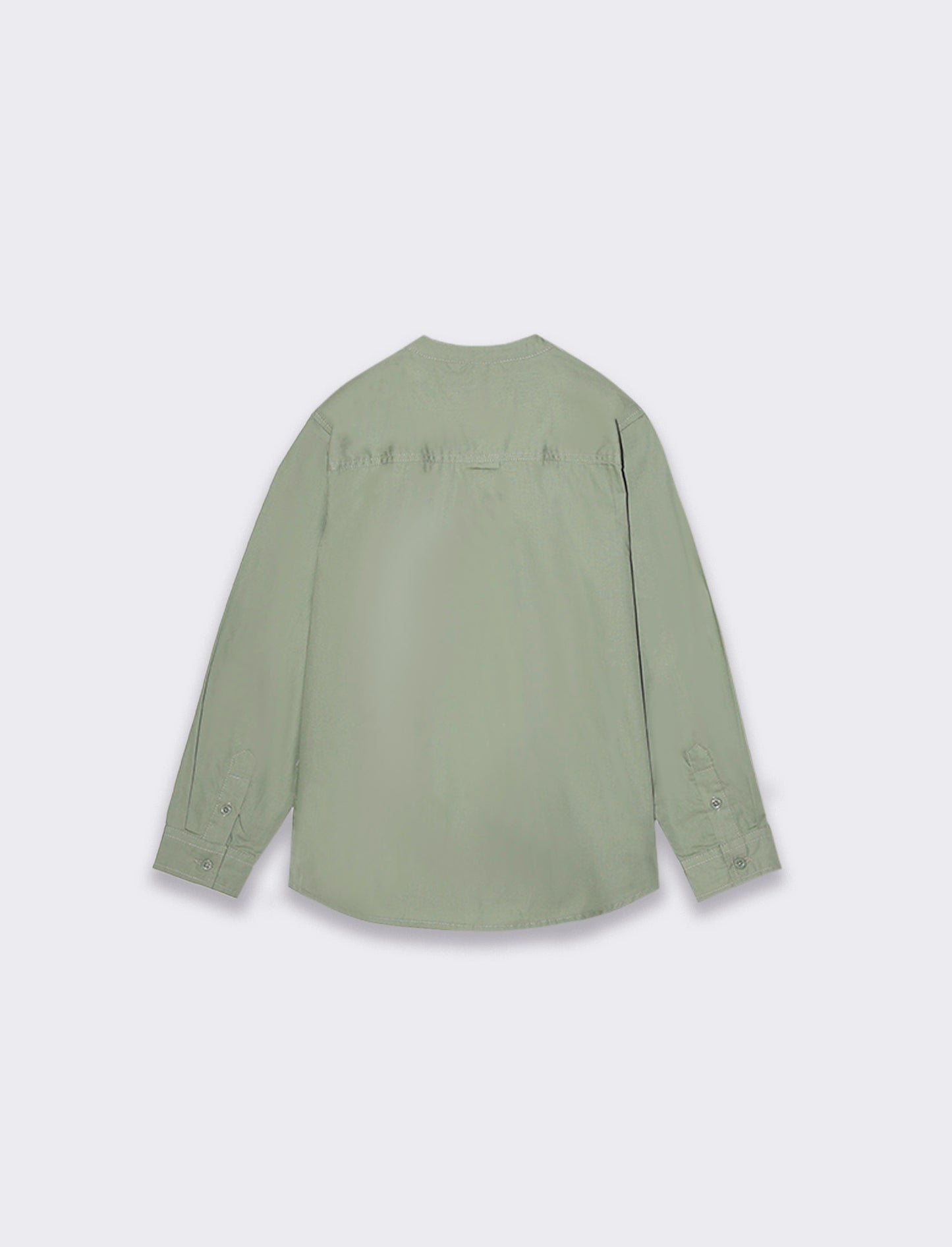 Korean Style Cotton Shirt with Pocket and Embroidery - Green