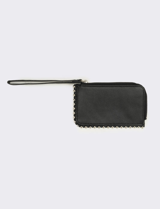 Portacarte con borchie rettangolare - Nero