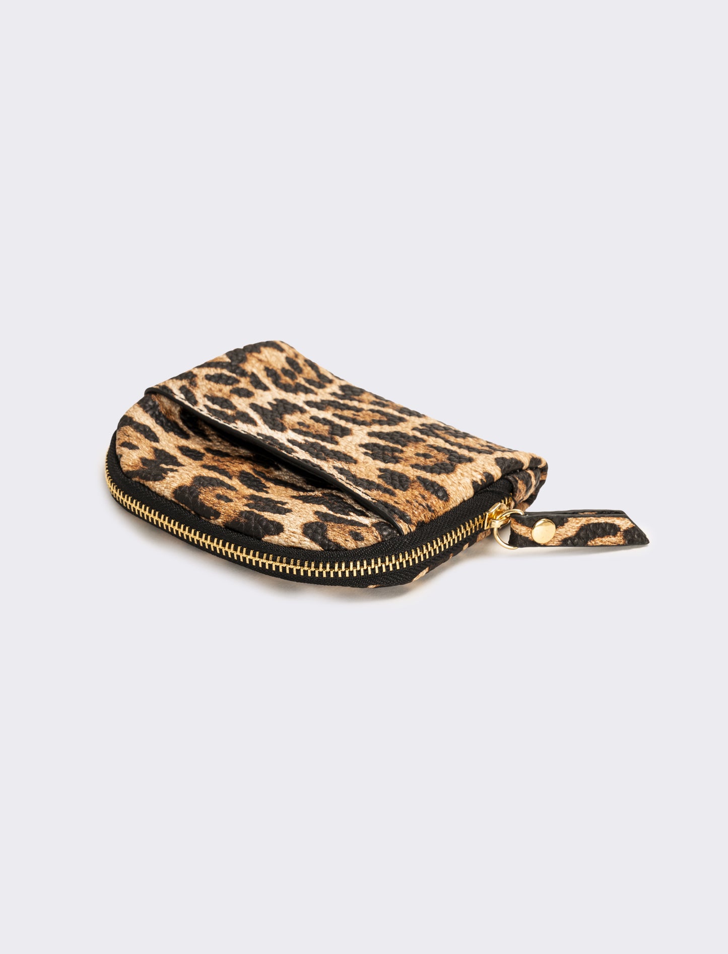 Portamonete finta pelle con zip animalier - Marrone