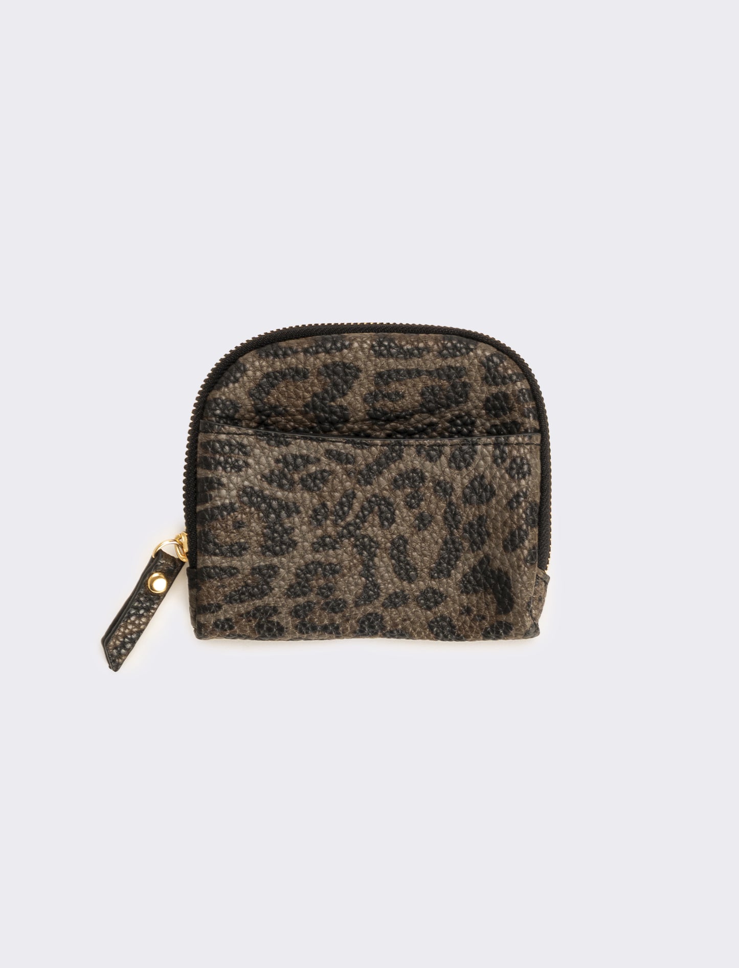 Portamonete finta pelle con zip animalier - Nero