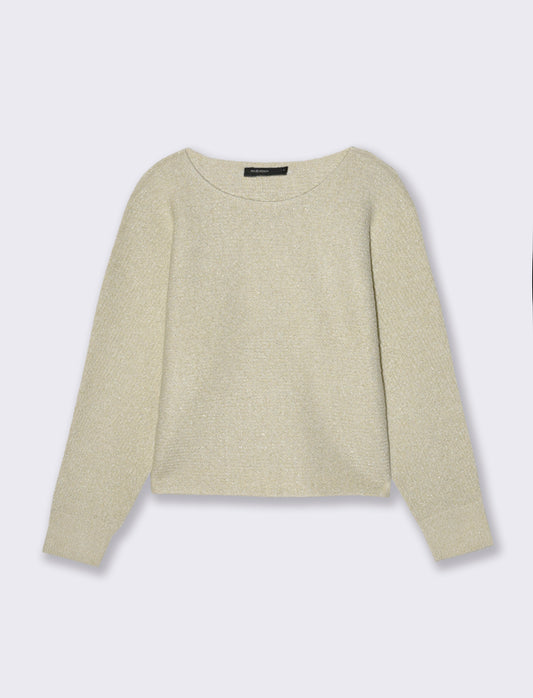 PULL OVER CON SCOLLO A BARCA - Avorio