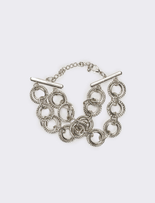 Bracciale doppio filo con cerchi - Argento