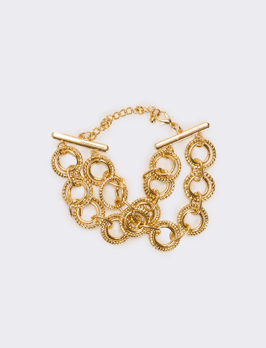 Bracciale doppio filo con cerchi - Oro