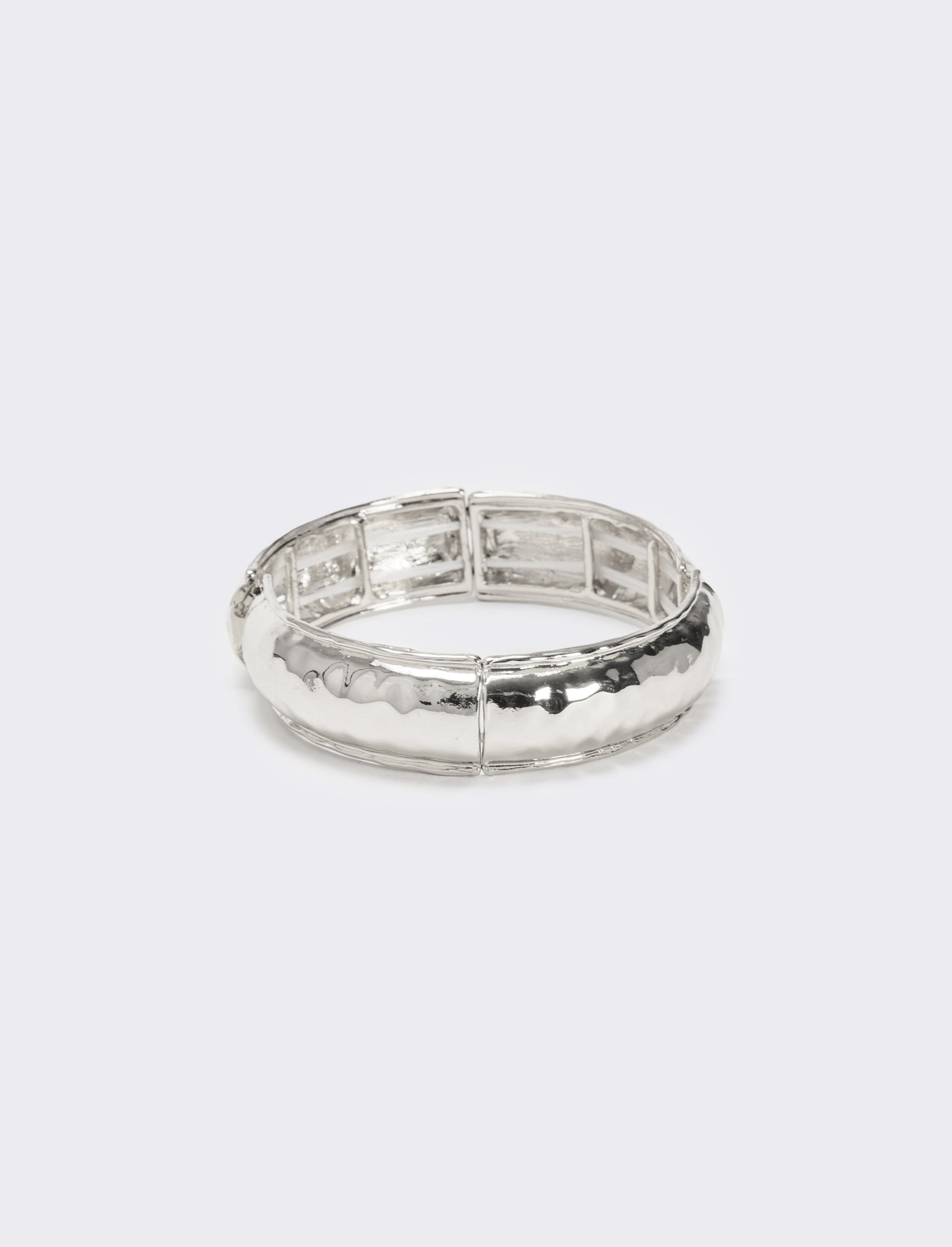 Bracciale elastico effetto martellato - Argento