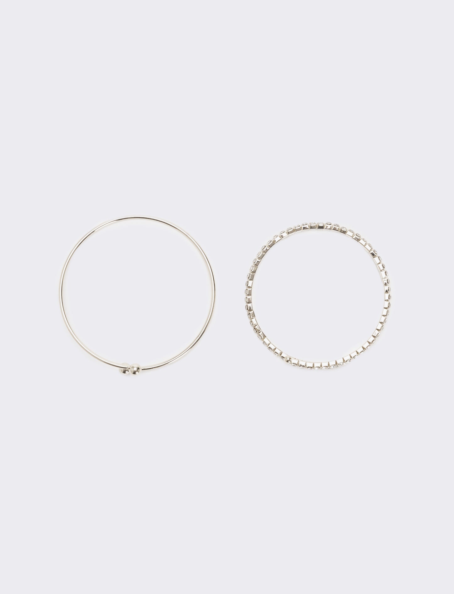 Due bracciali semirigidi con strass - Argento