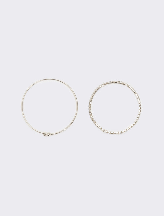 Due bracciali semirigidi con strass - Argento