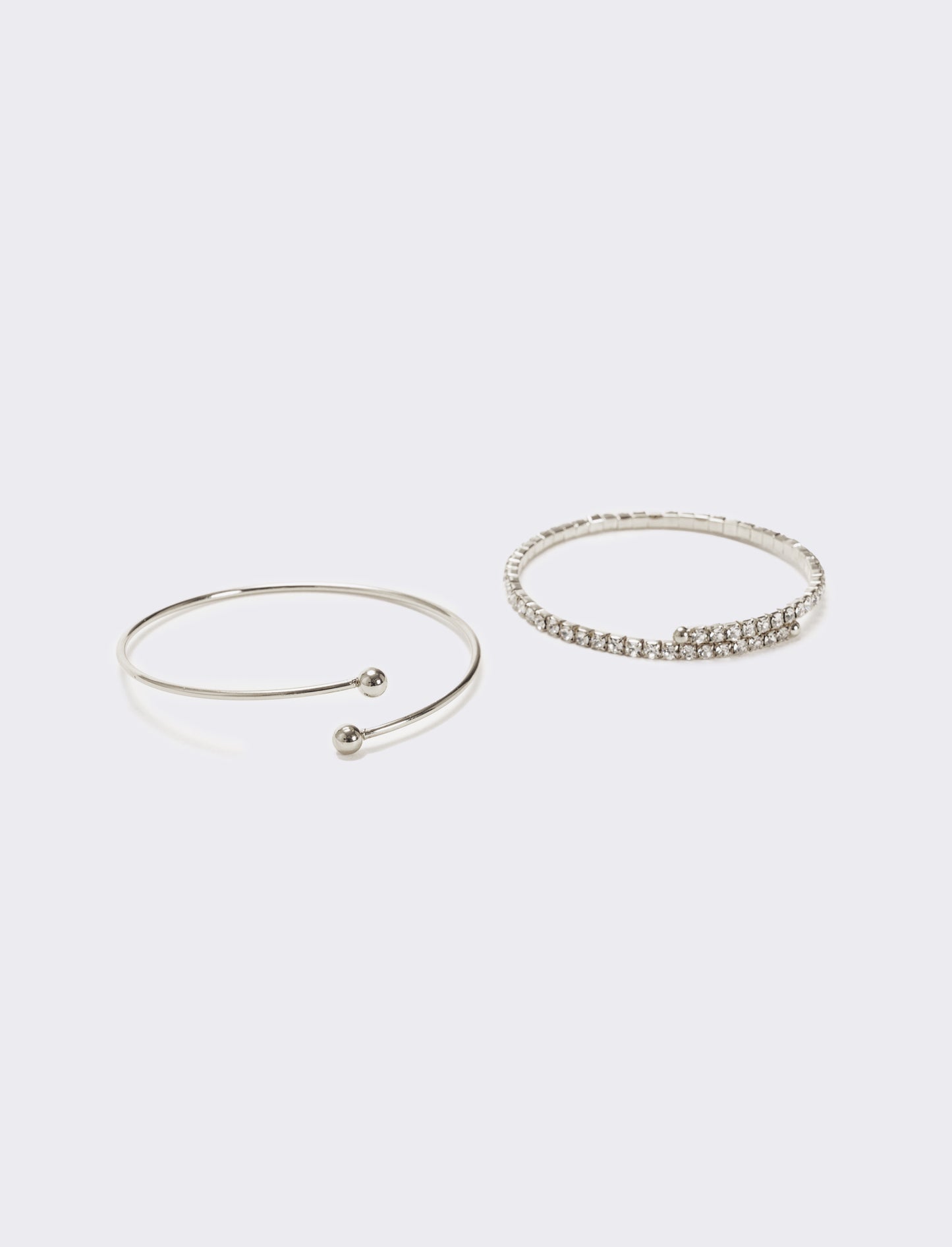 Due bracciali semirigidi con strass - Argento