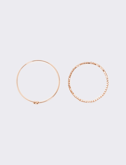 Due bracciali semirigidi con strass - Oro rosa