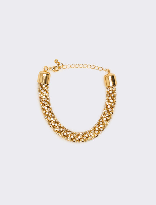 Bracciale tubolare strass - Oro