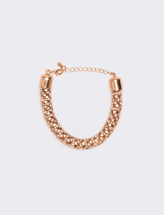 Bracciale tubolare strass - Oro rosa