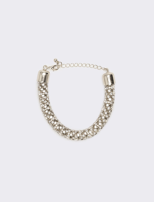 Bracciale tubolare strass - Argento