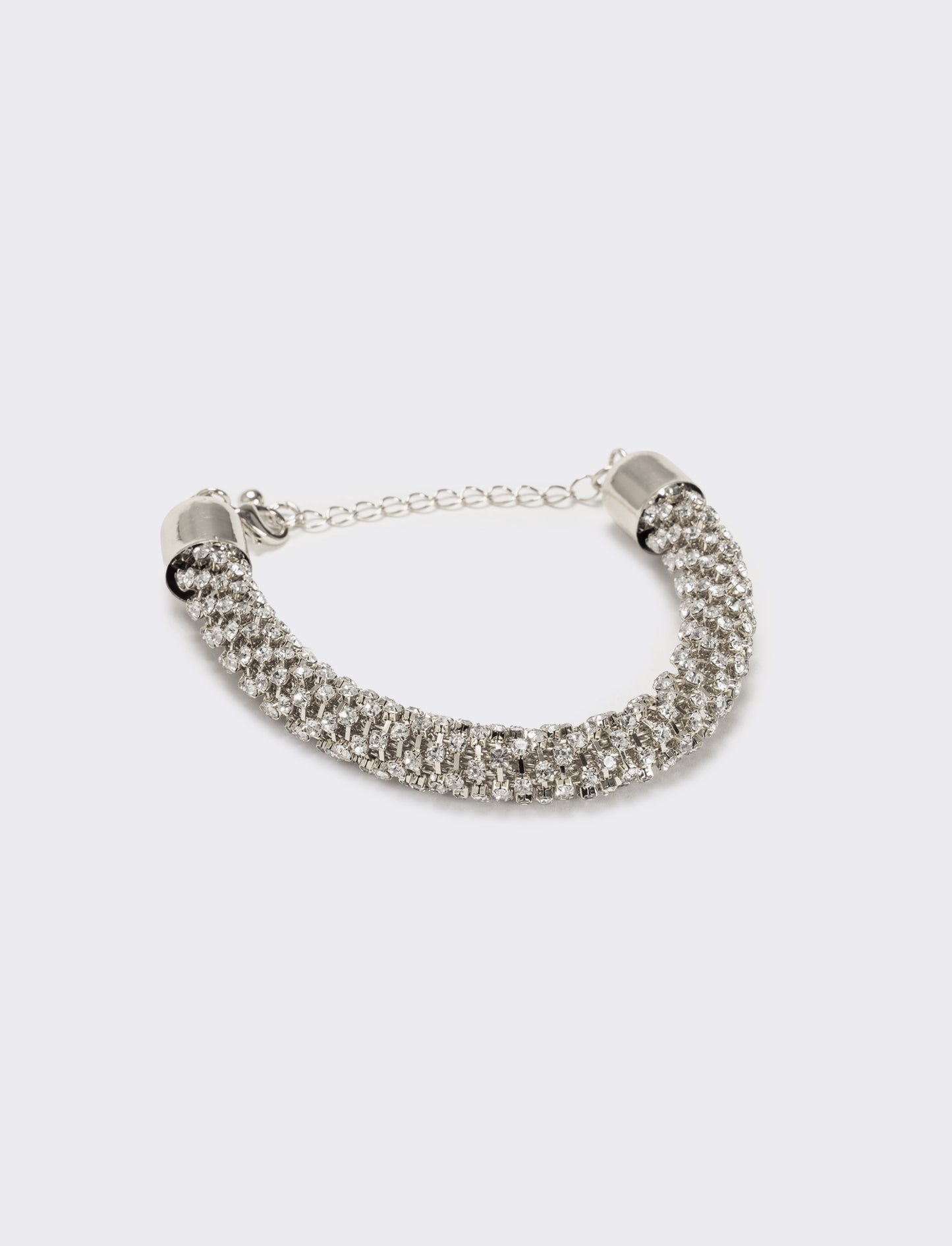Bracciale tubolare strass - Argento