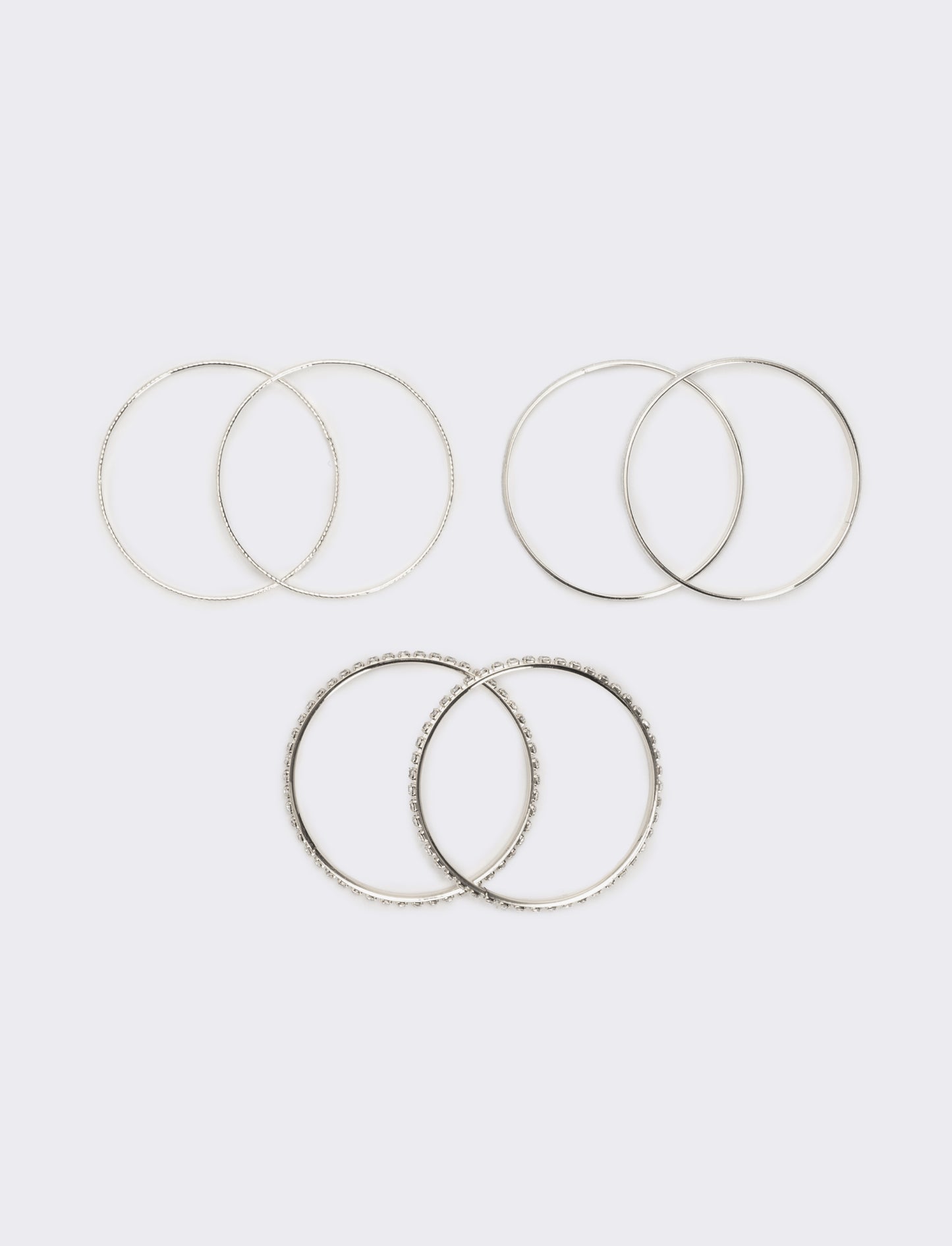Sei bracciali rigidi con strass - Argento