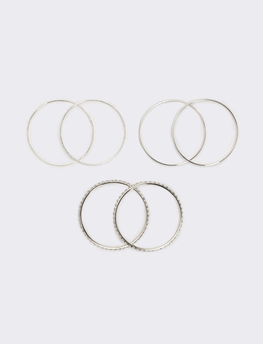 Sei bracciali rigidi con strass - Argento