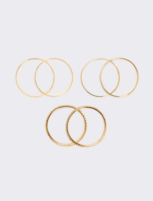 Sei bracciali rigidi con strass - Oro