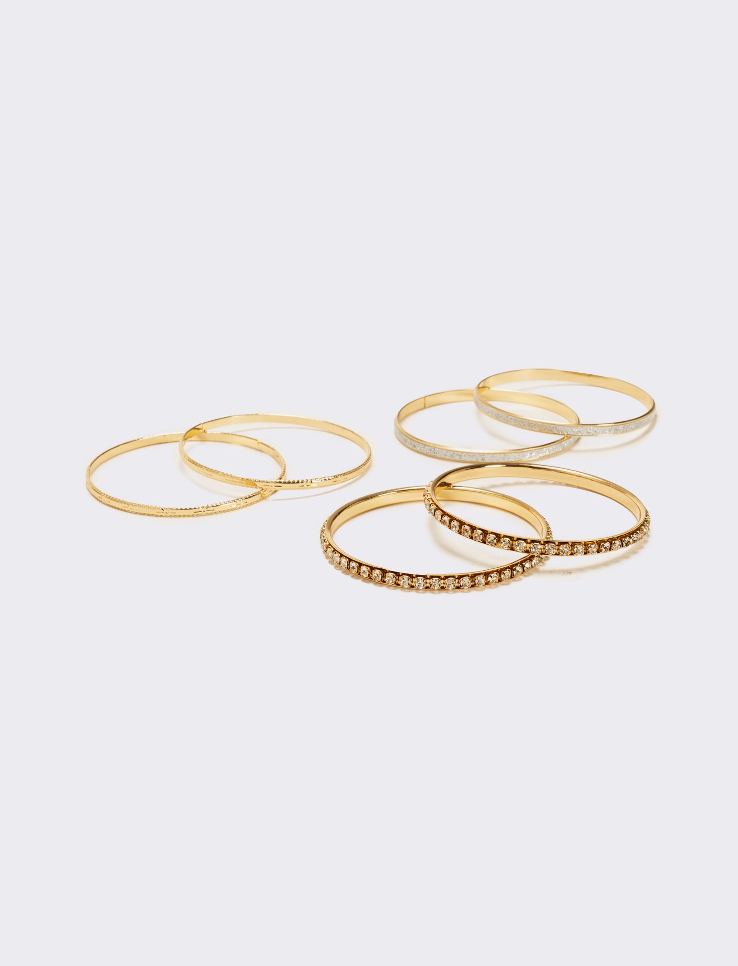 Sei bracciali rigidi con strass - Oro