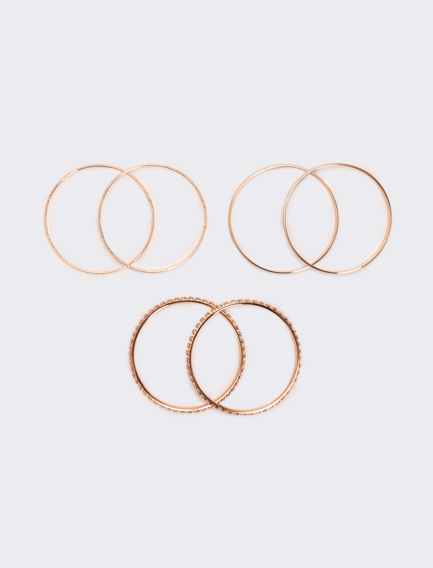 Sei bracciali rigidi con strass - Oro rosa
