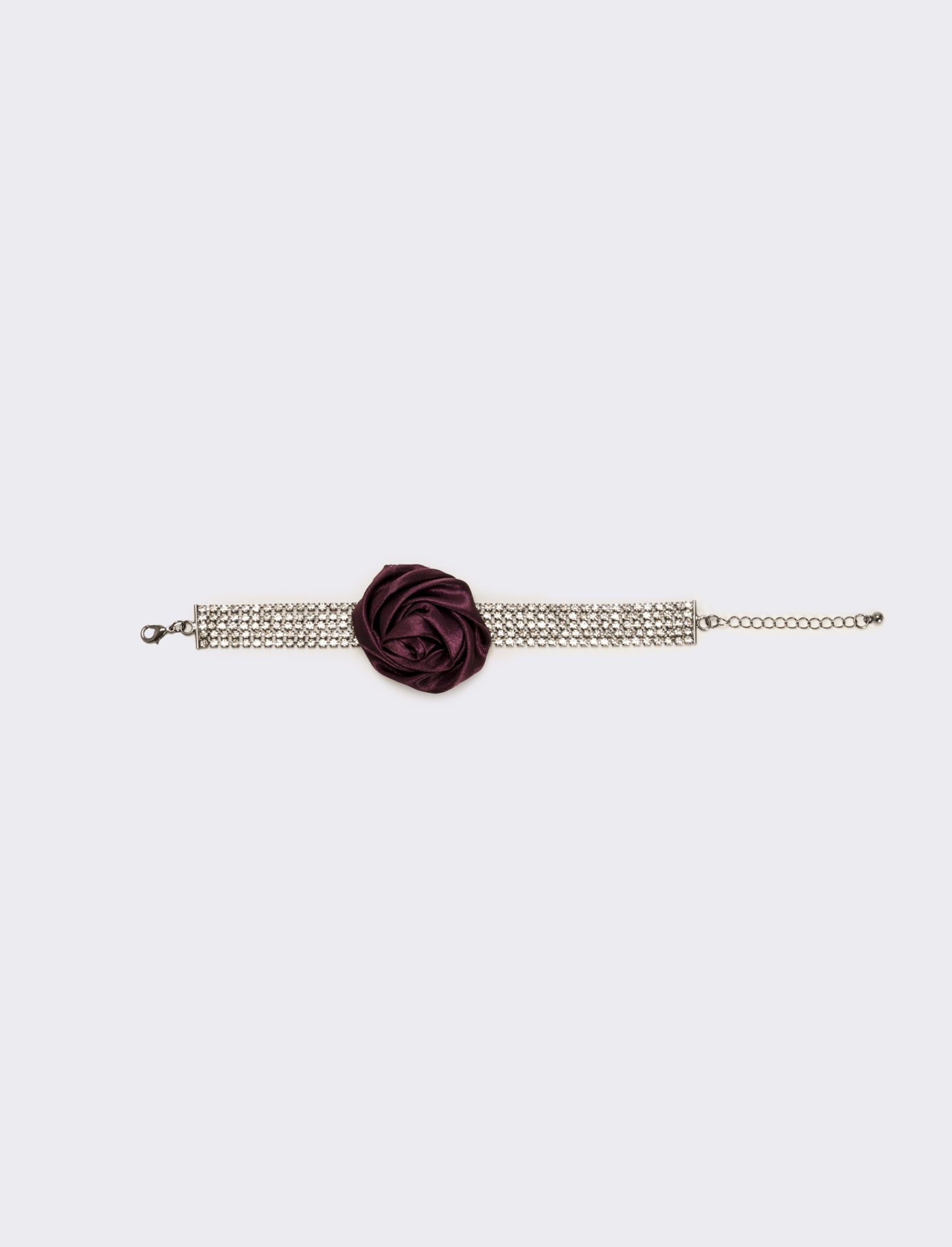 Bracciale strass e rosa in tessuto - Viola
