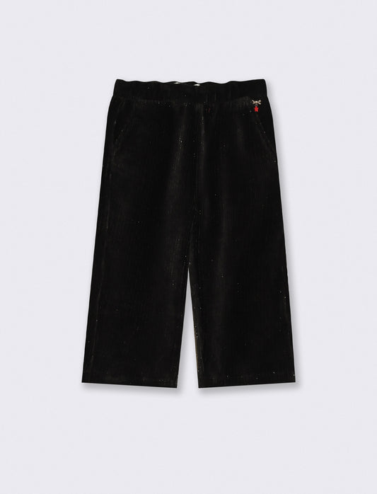 Pantaloni ampi in velluto brillante - Nero