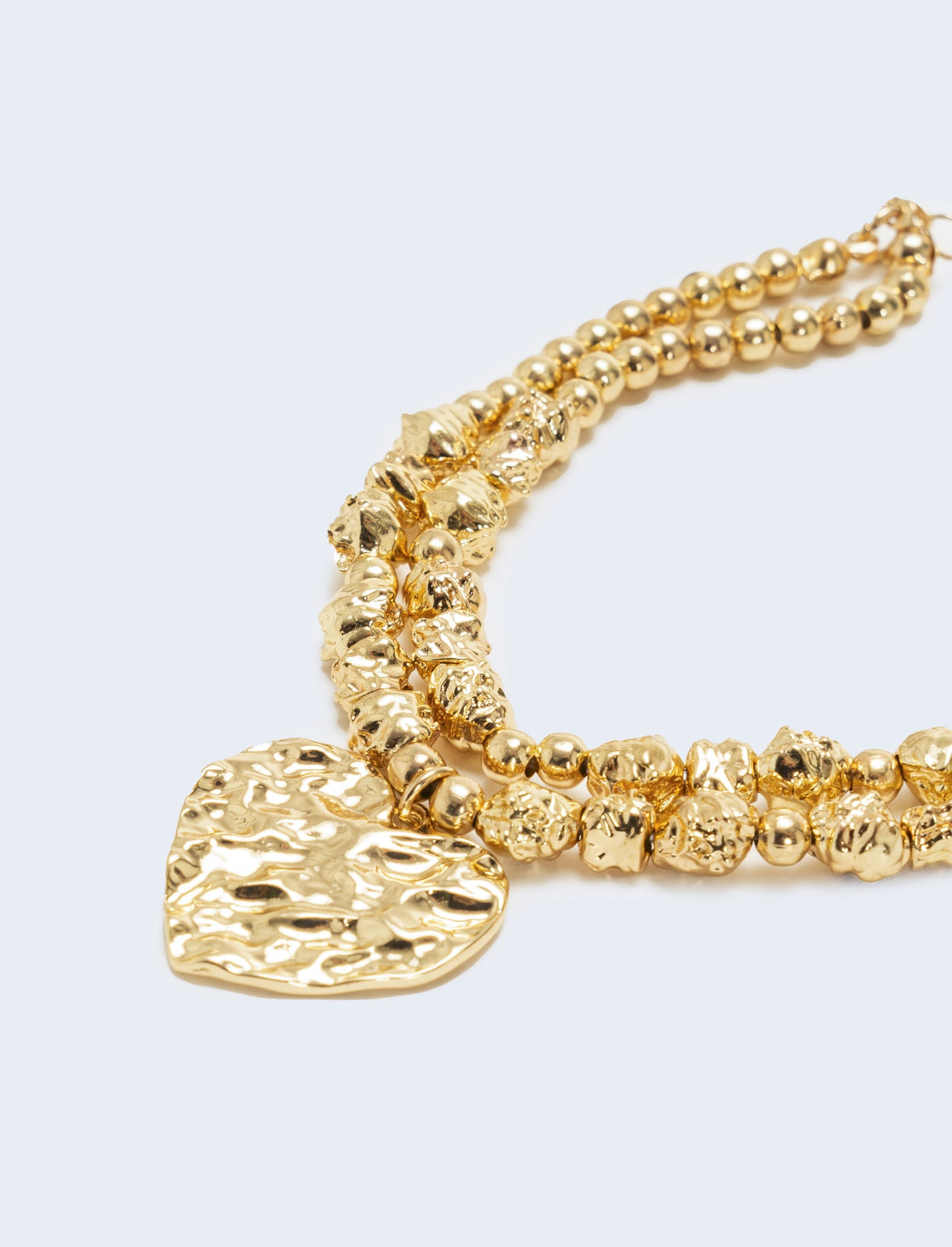 Bracciale con perle e cuore martellato - Oro