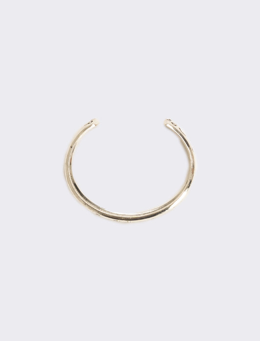 Bracciale rigido bombato con dettagli - Argento