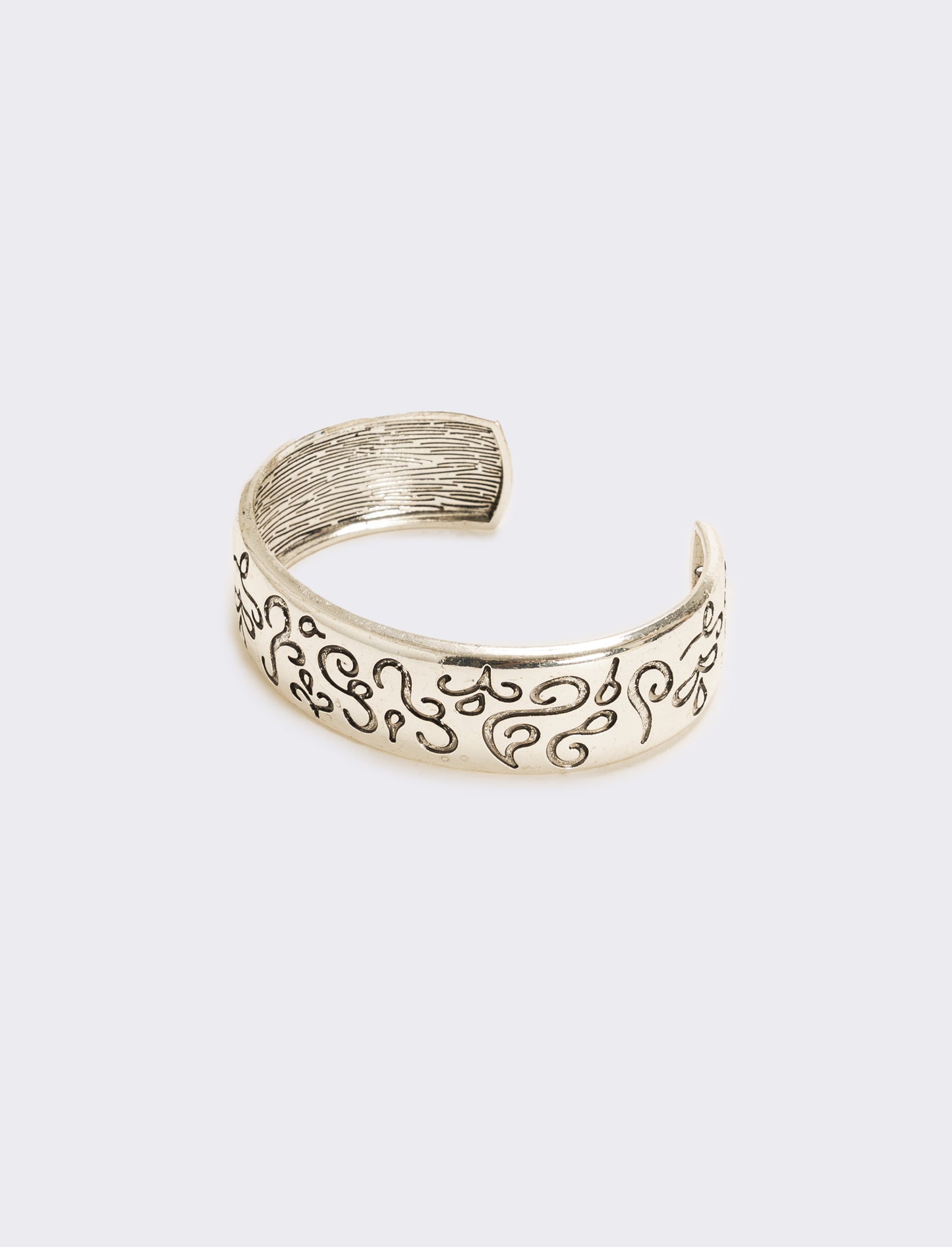 Bracciale rigido bombato con dettagli - Argento