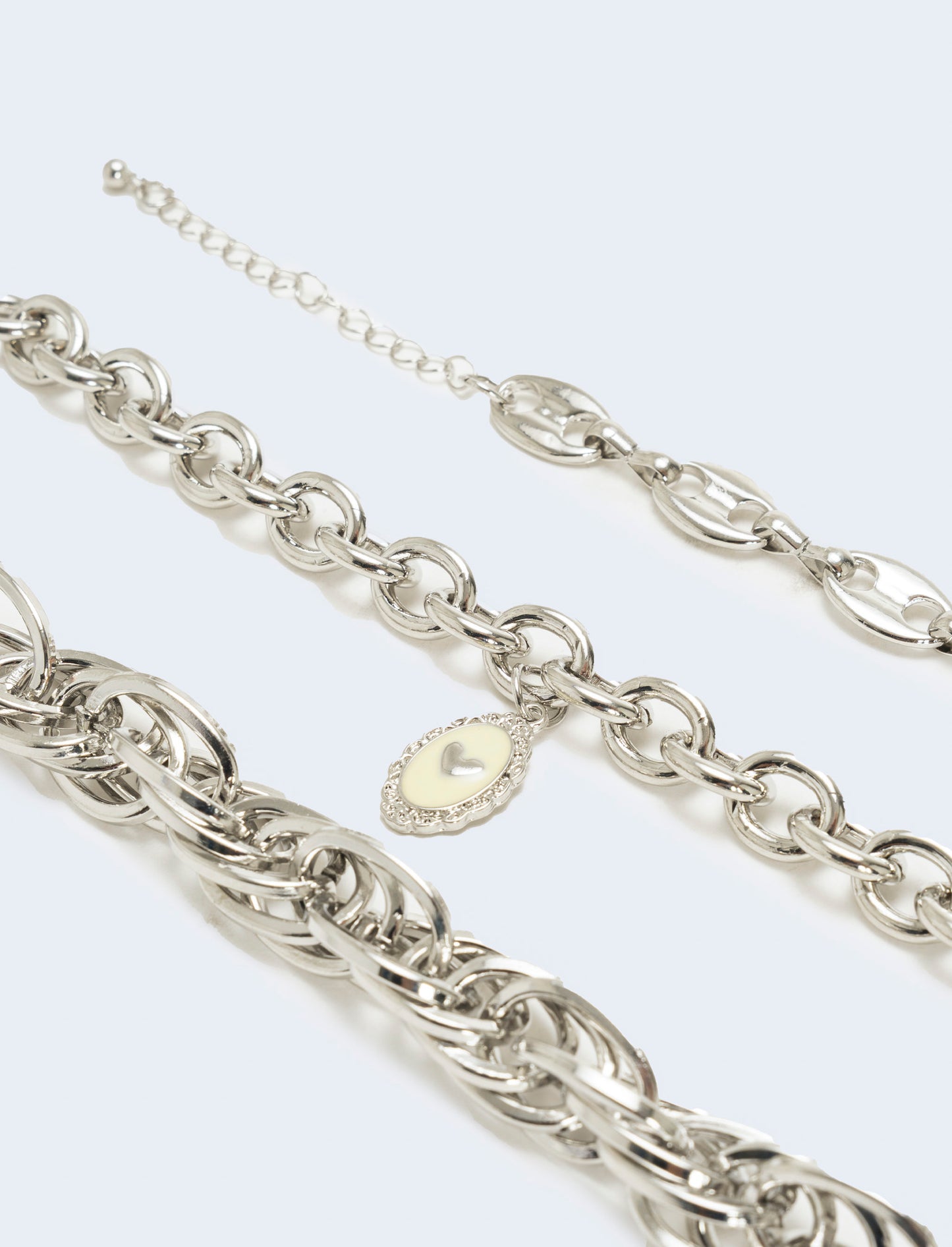 Card 3 bracciali varie catene - Argento
