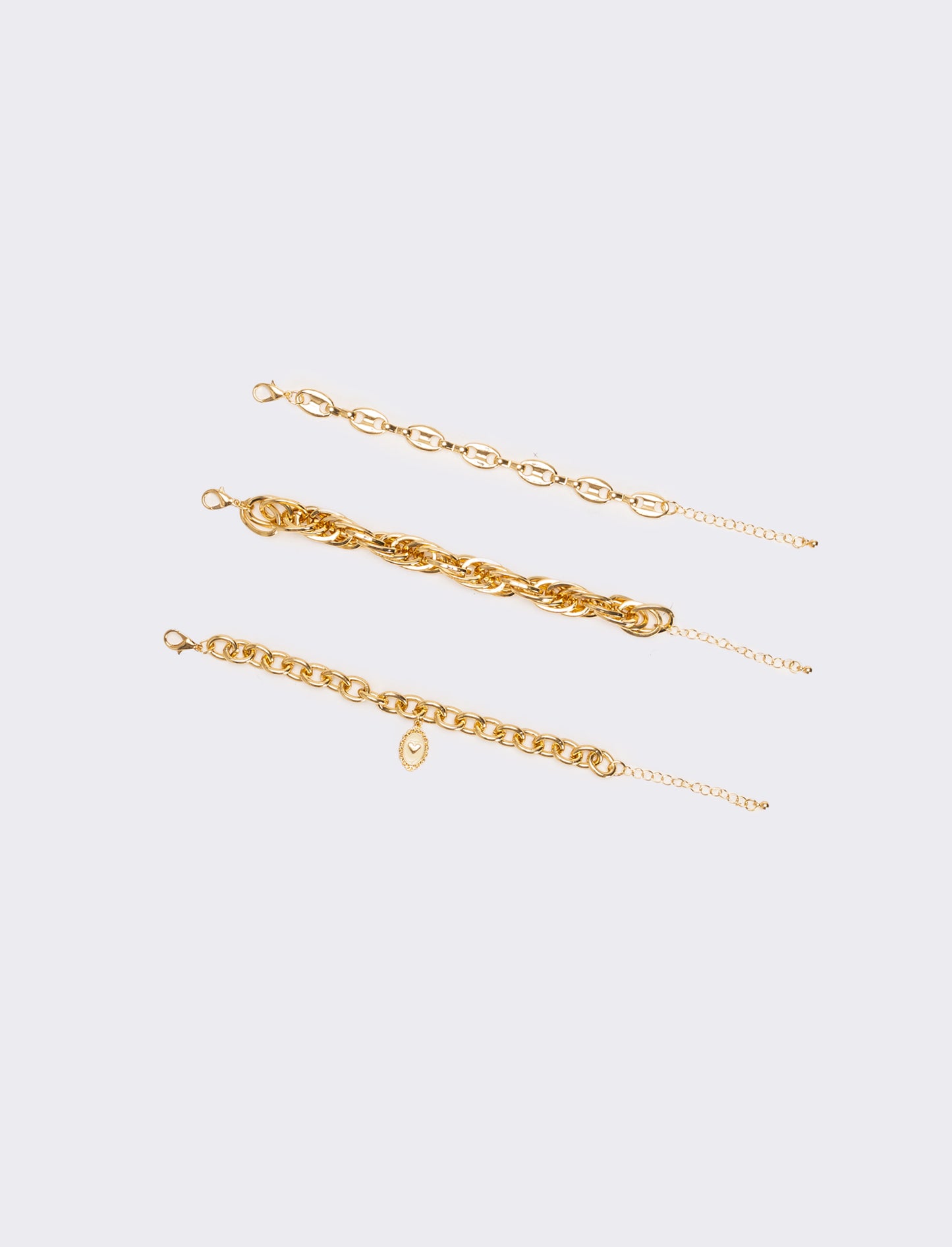 Card 3 bracciali varie catene - Oro