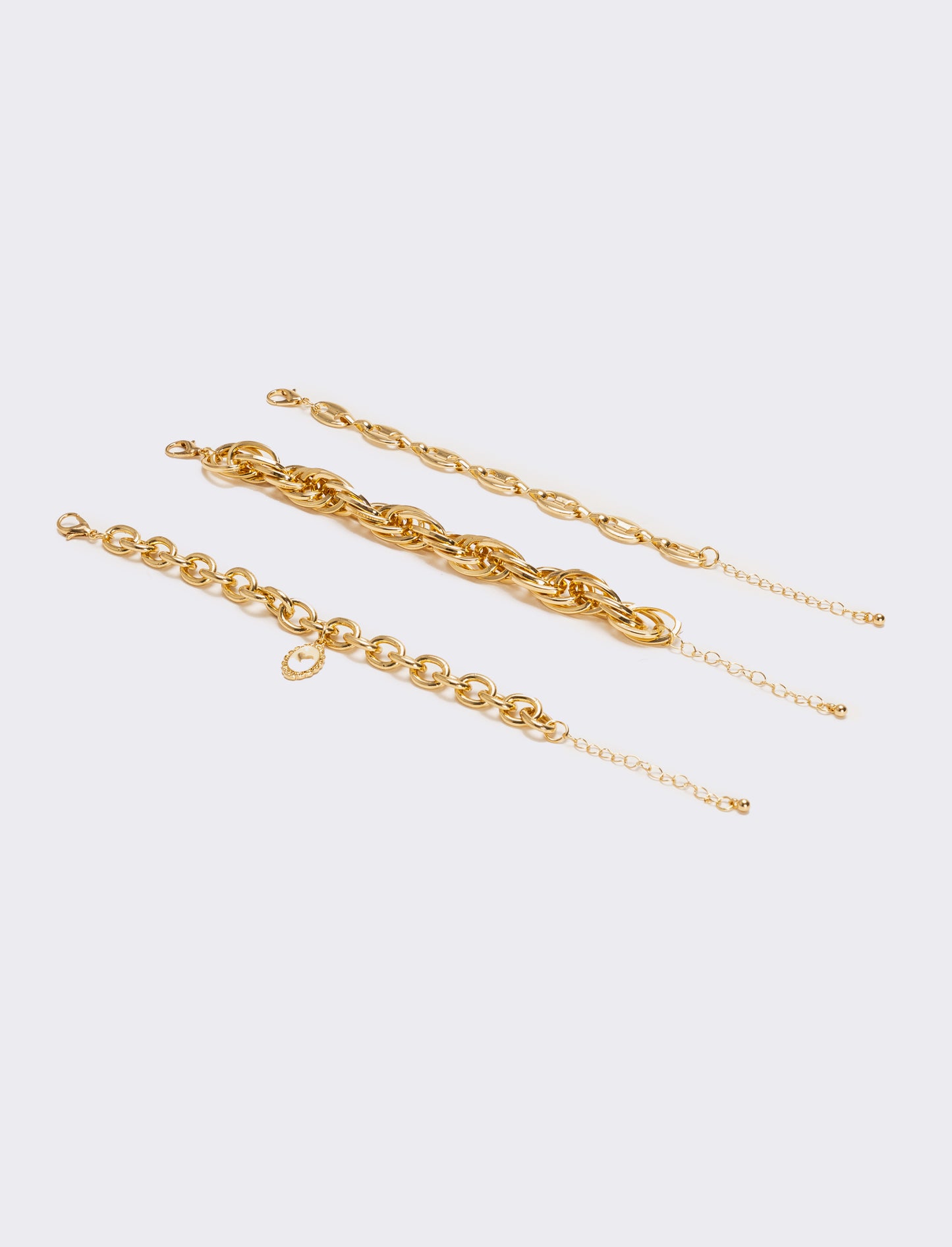 Card 3 bracciali varie catene - Oro