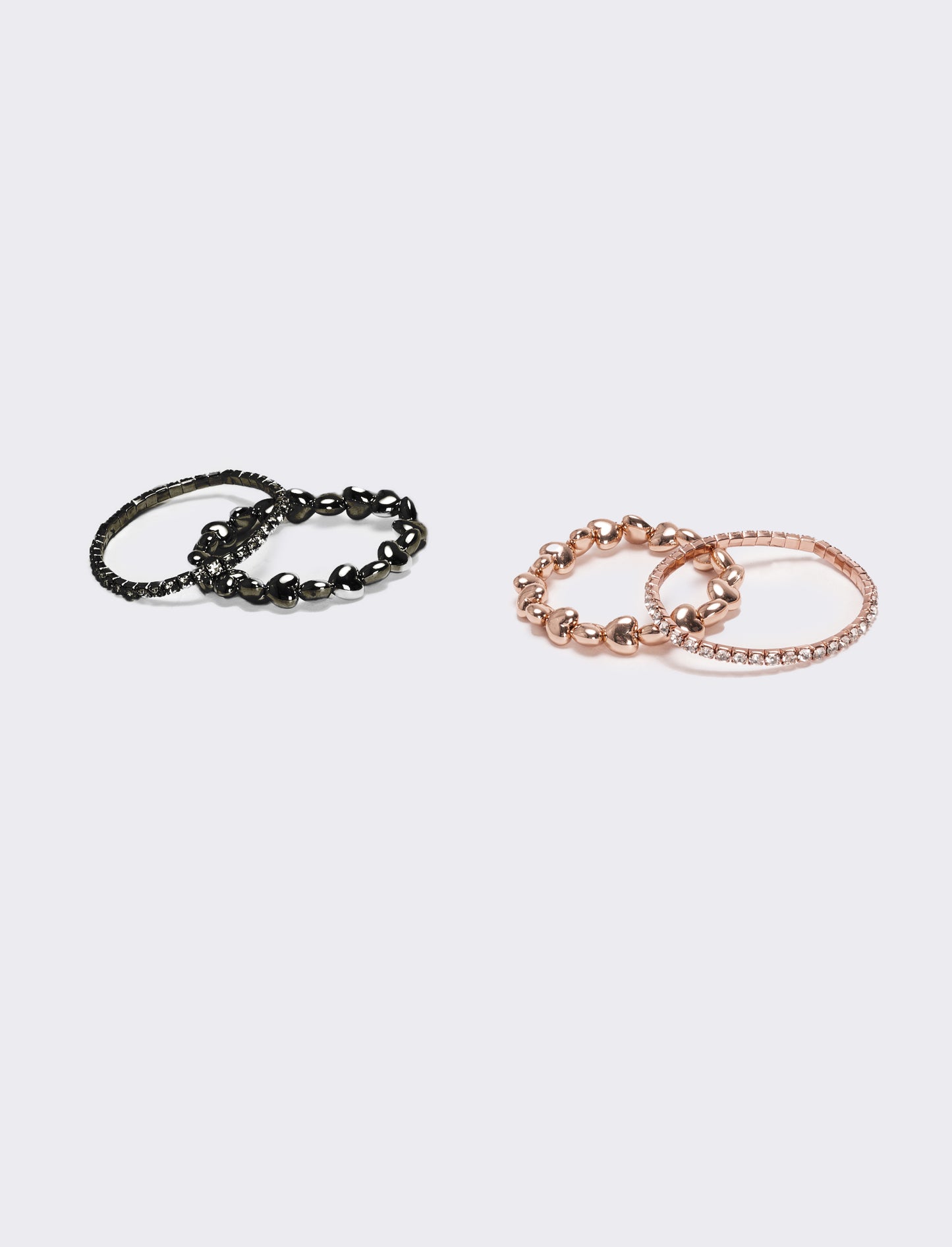 4 bracciali elastici con strass - Oro rosa
