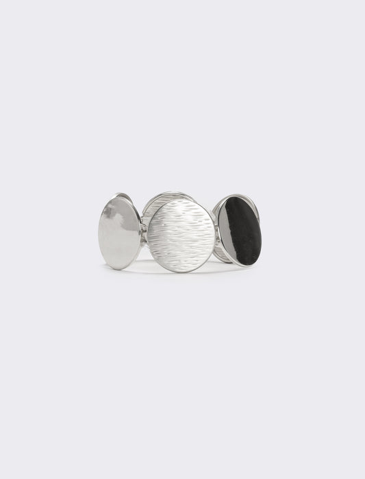 Bracciale bottoni rotondi lucido e opaco - Argento