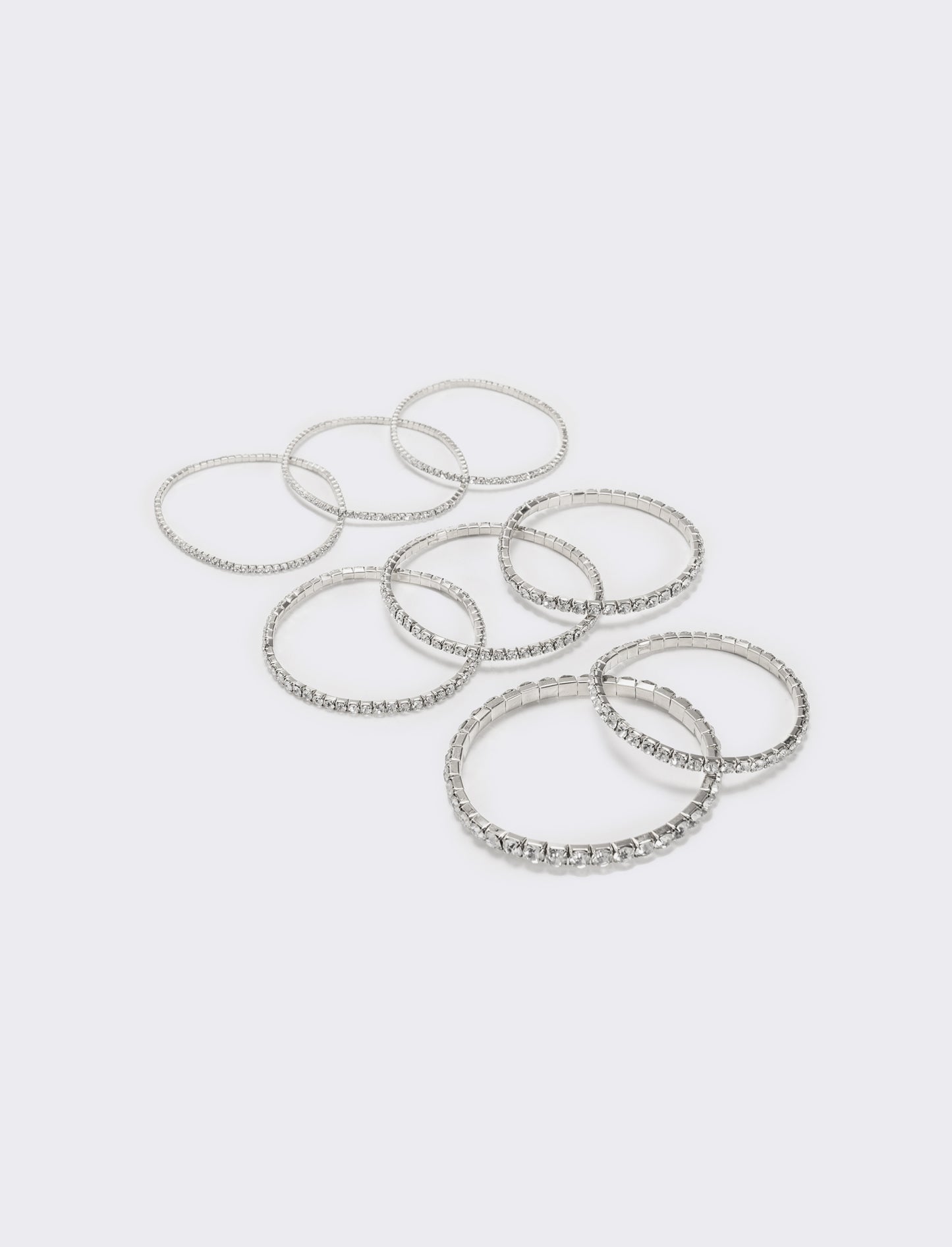8 bracciali elastici con strass - Argento