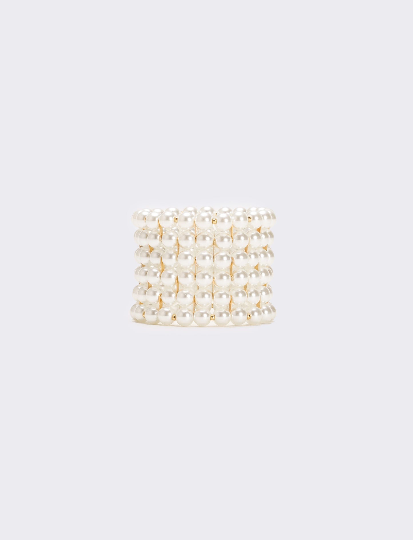 Bracciale 5 fili perle elastico - Bianco natural