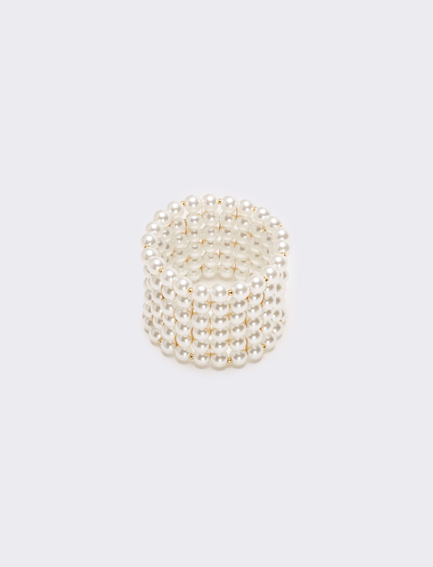 Bracciale 5 fili perle elastico - Bianco natural