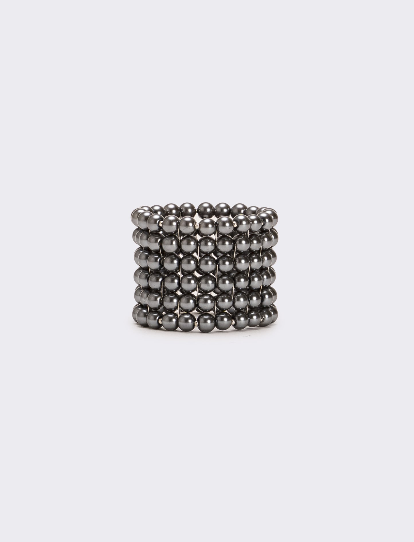 Bracciale 5 fili perle elastico - Grigio
