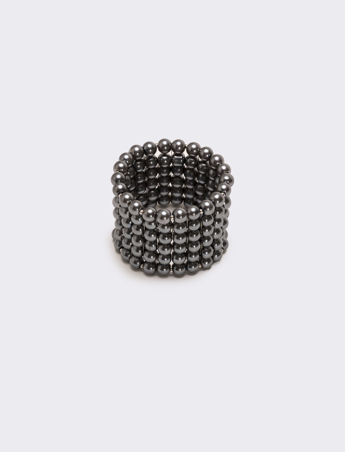 Bracciale 5 fili perle elastico - Grigio