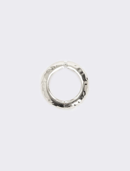 Bracciale rigido martellato chiusura a scatto - Argento