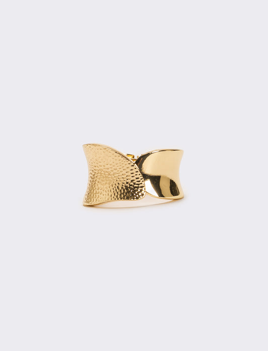 Bracciale rigido largo liscio e martellato - Oro
