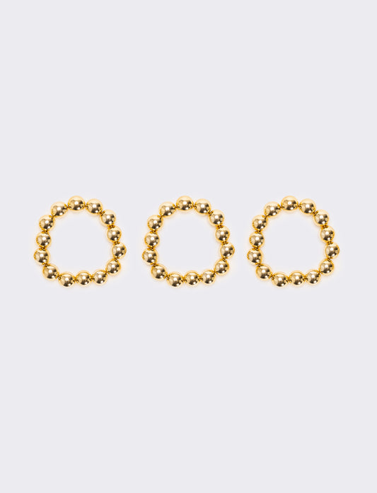 Card 3 bracciali perle metal - Oro