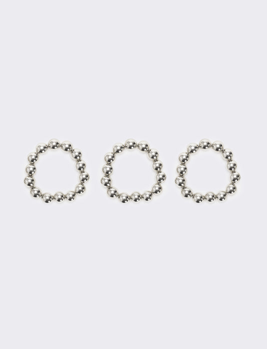Card 3 bracciali perle metal - Argento