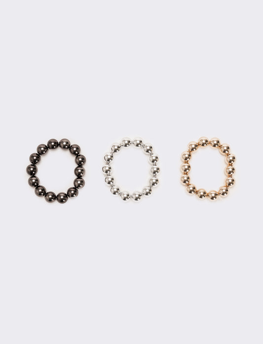Card 3 bracciali perle metal - Multicolore