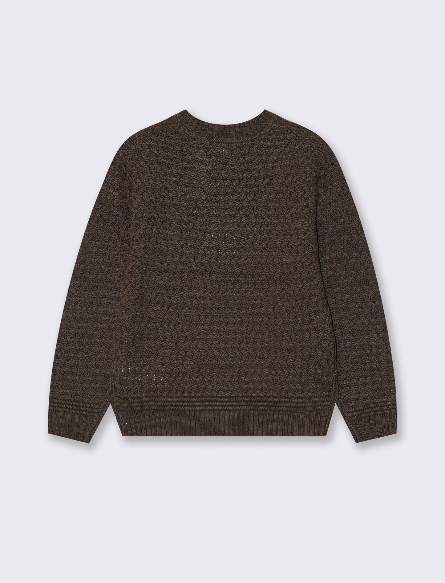 Maglia girocollo a trecce per inverno - Marrone