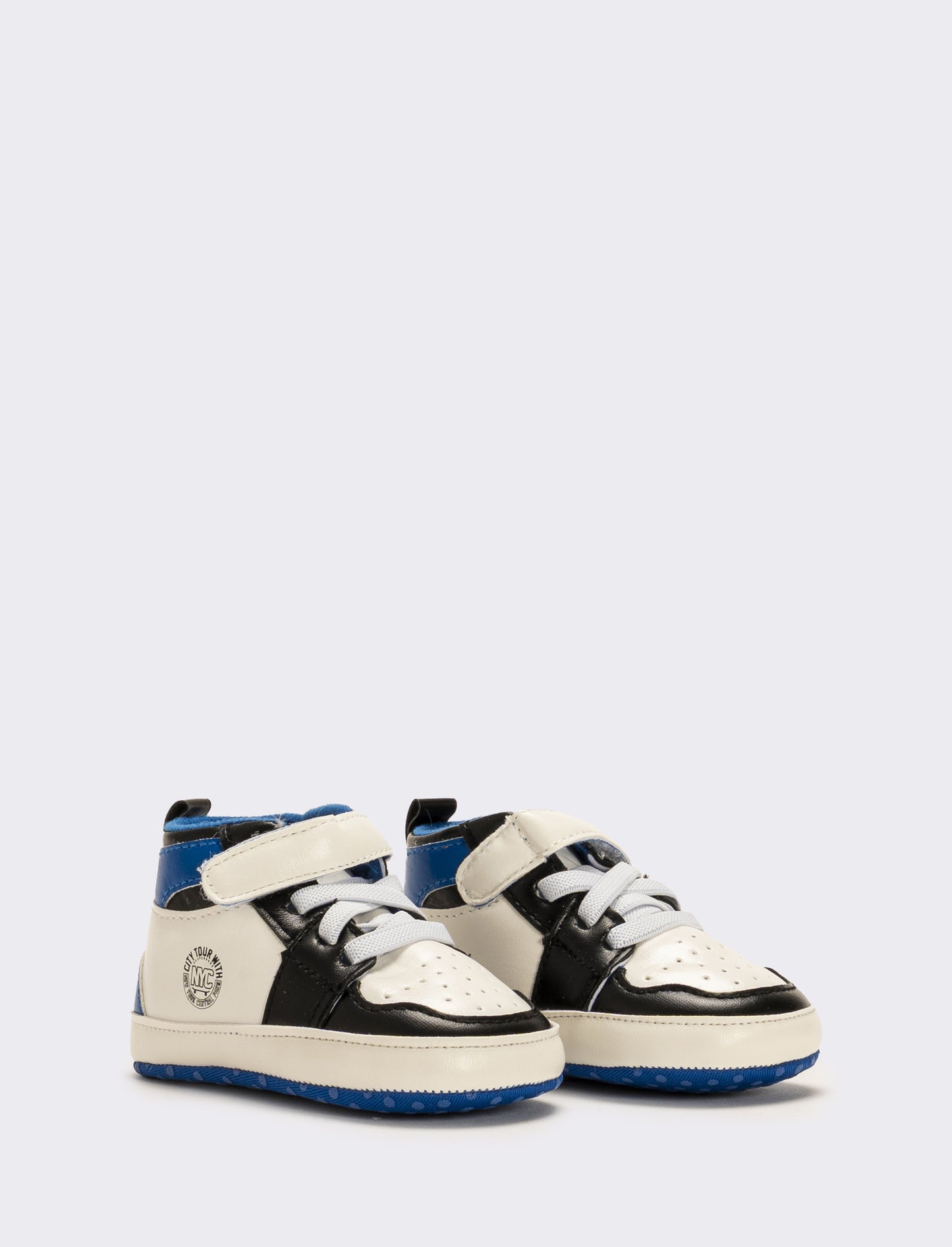Scarpa a collo alto da neonato - Bianco-blu