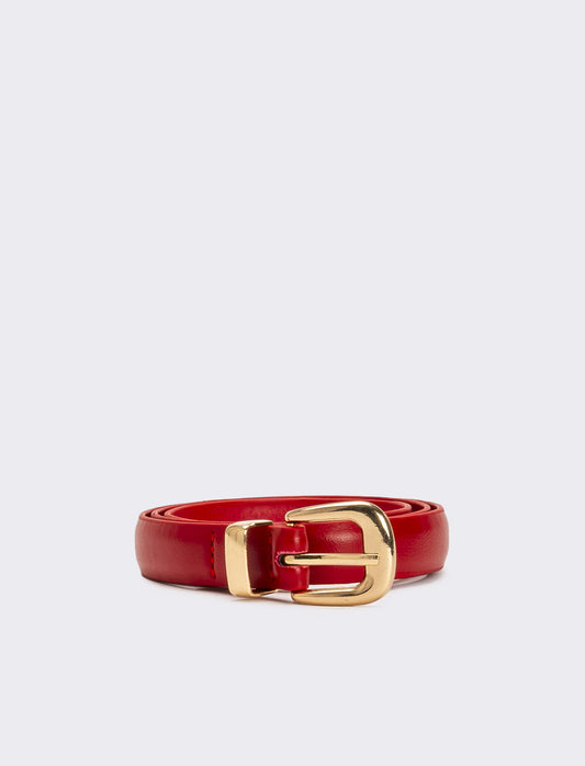 Cintura bambina basic con passante metallico - Rosso