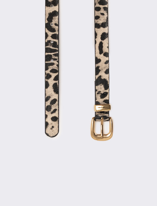 Cintura bambina basic con passante metallico - Leopardato