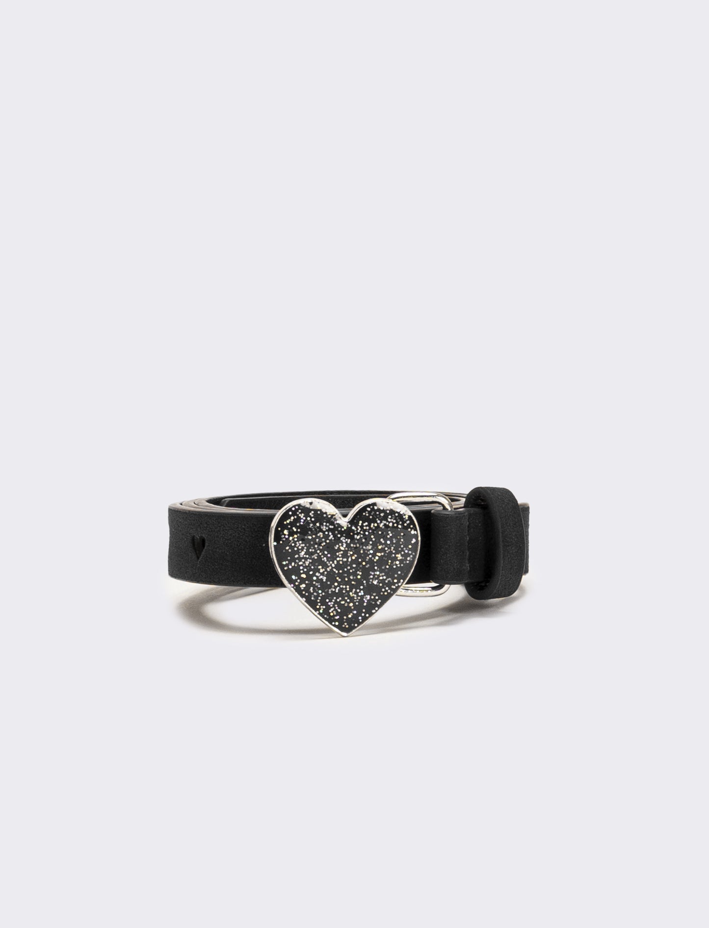 Cintura fibbia cuoricino glitter - Nero