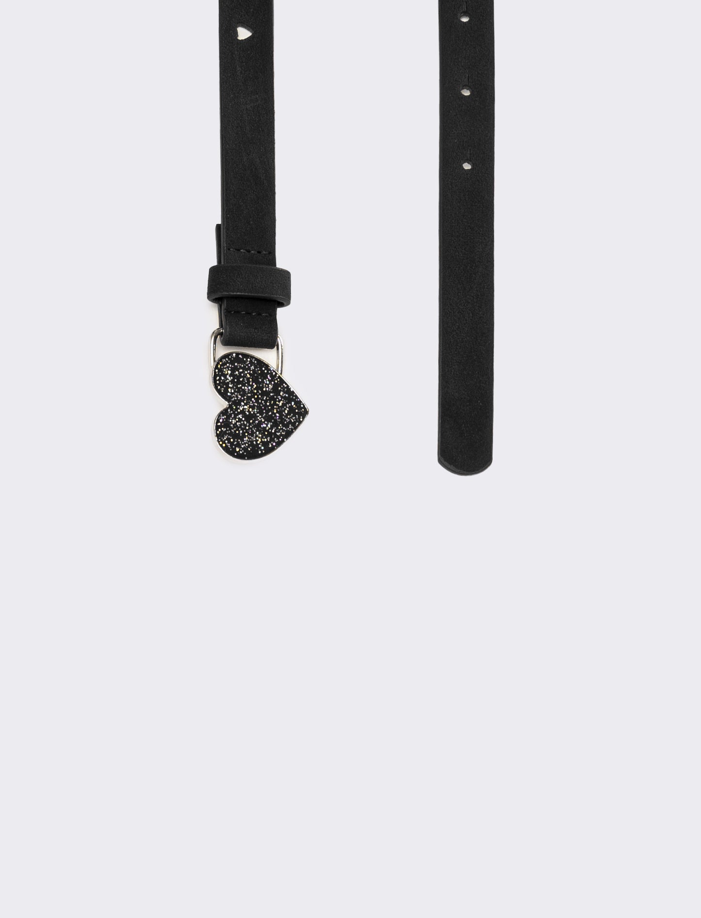 Cintura fibbia cuoricino glitter - Nero