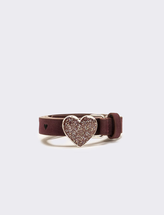 Cintura fibbia cuoricino glitter - Bordeaux