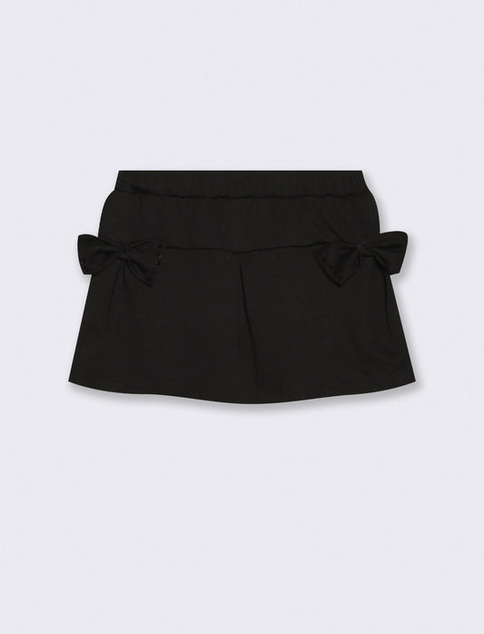 Elegant skirt with bows and appliqués - Black
